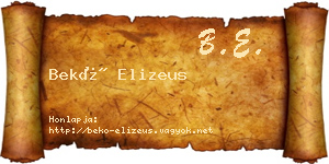 Bekő Elizeus névjegykártya